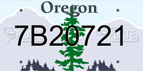 7B20721 Oregon License Plate