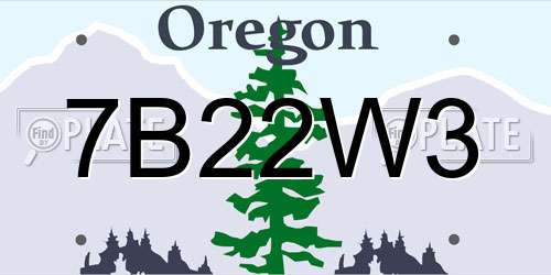 7B22W3 Oregon License Plate