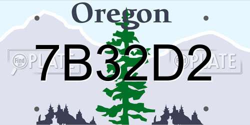 7B32D2 Oregon License Plate