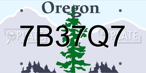 7B37Q7 Oregon License Plate