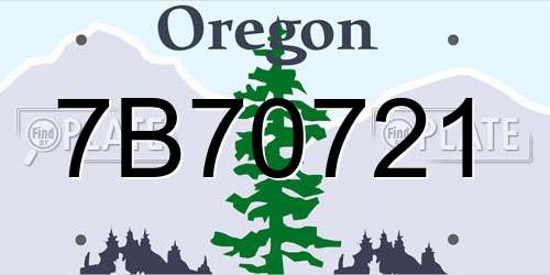 7B70721 Oregon License Plate