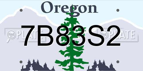 7B83S2 Oregon License Plate