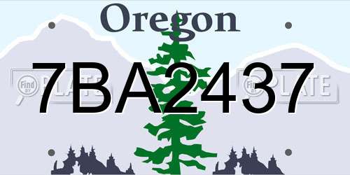 7BA2437 Oregon License Plate
