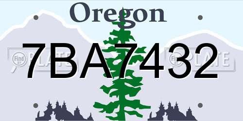 7BA7432 Oregon License Plate