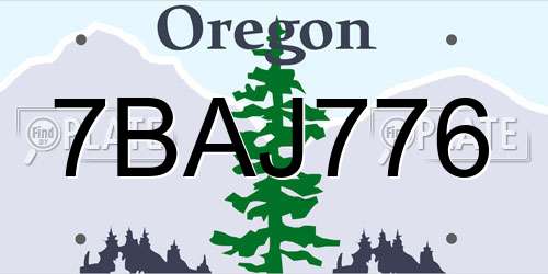 7BAJ776 Oregon License Plate