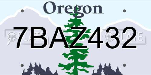 7BAZ432 Oregon License Plate