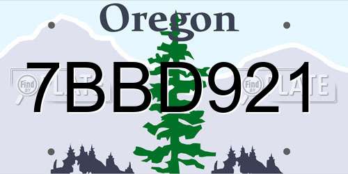 7BBD921 Oregon License Plate