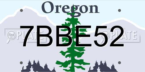 7BBE52 Oregon License Plate