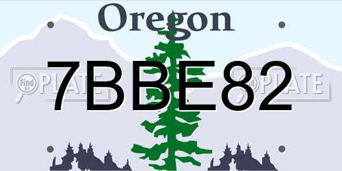 7BBE82 Oregon License Plate