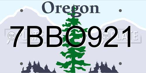 7BBO921 Oregon License Plate
