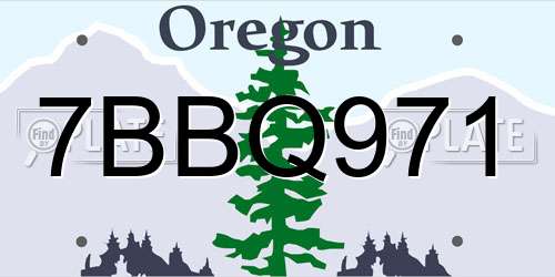 7BBQ971 Oregon License Plate
