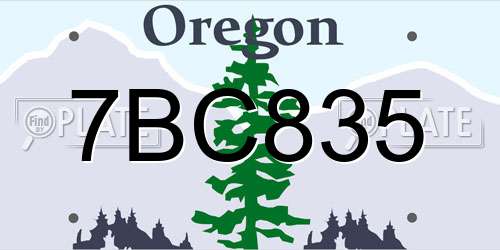 7BC835 Oregon License Plate
