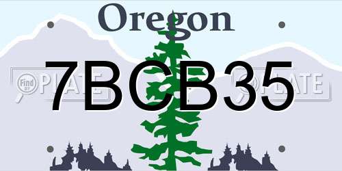 7BCB35 Oregon License Plate