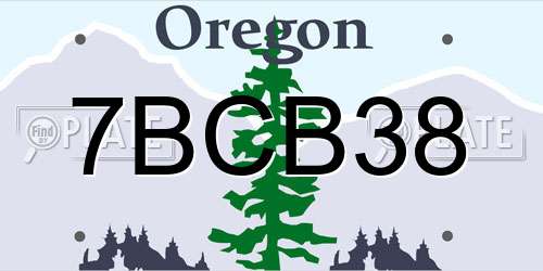 7BCB38 Oregon License Plate