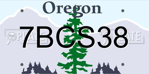 7BCS38 Oregon License Plate