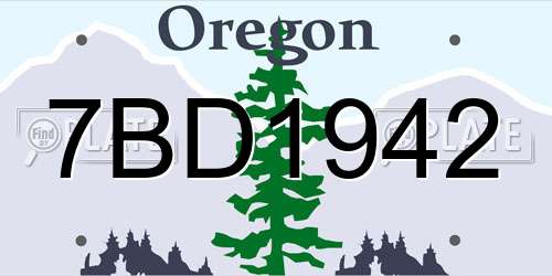 7BD1942 Oregon License Plate
