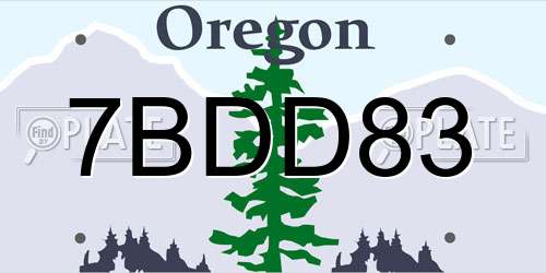 7BDD83 Oregon License Plate