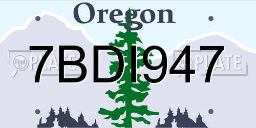 7BDI947 Oregon License Plate