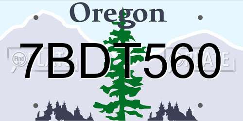 7BDT560 Oregon License Plate