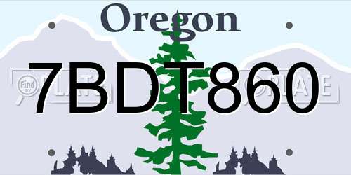7BDT860 Oregon License Plate