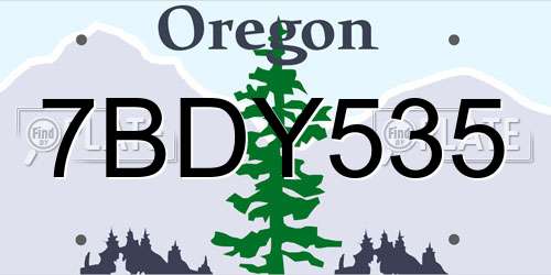 7BDY535 Oregon License Plate