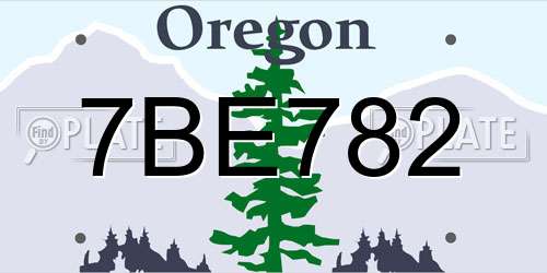 7BE782 Oregon License Plate