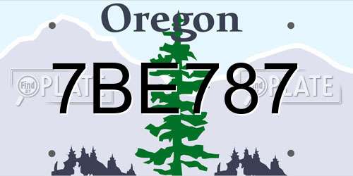7BE787 Oregon License Plate