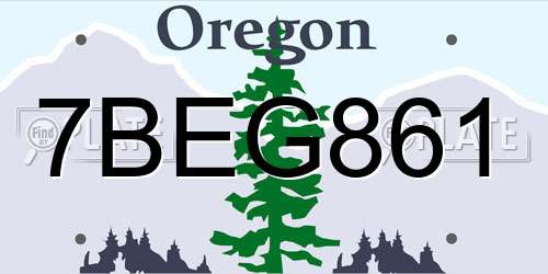 7BEG861 Oregon License Plate