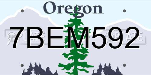 7BEM592 Oregon License Plate