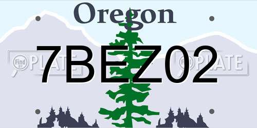 7BEZ02 Oregon License Plate