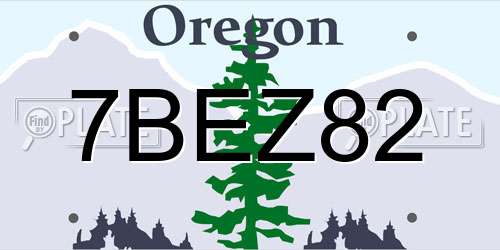7BEZ82 Oregon License Plate