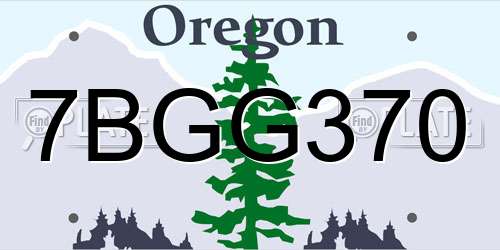 7BGG370 Oregon License Plate