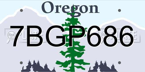7BGP686 Oregon License Plate