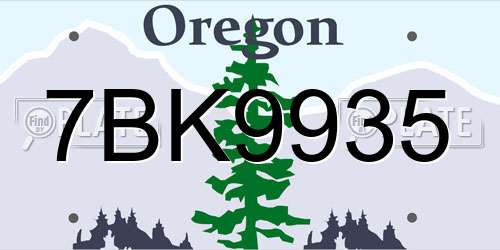 7BK9935 Oregon License Plate