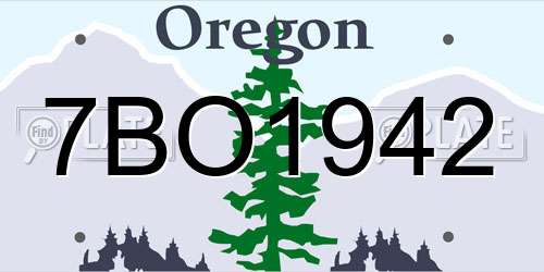 7BO1942 Oregon License Plate