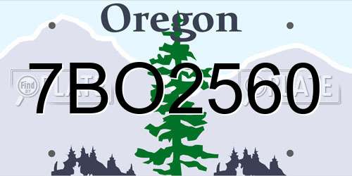 7BO2560 Oregon License Plate