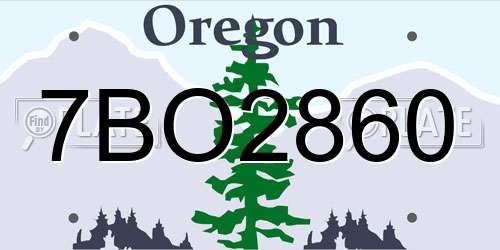 7BO2860 Oregon License Plate