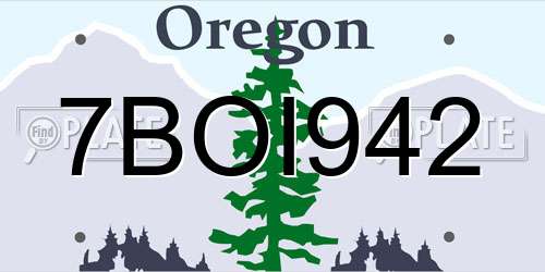 7BOI942 Oregon License Plate