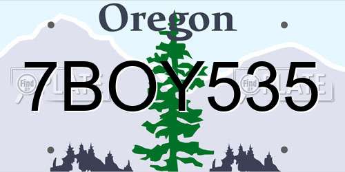 7BOY535 Oregon License Plate