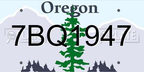 7BQ1947 Oregon License Plate