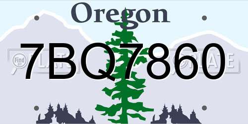 7BQ7860 Oregon License Plate