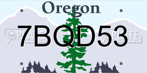 7BQD53 Oregon License Plate