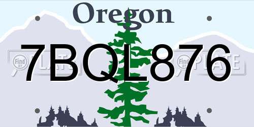 7BQL876 Oregon License Plate