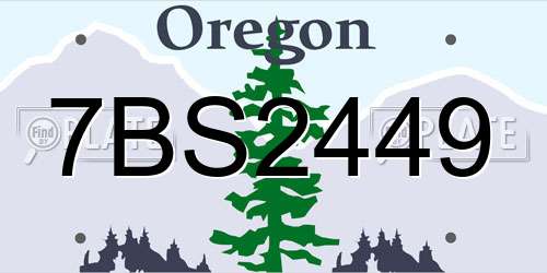7BS2449 Oregon License Plate