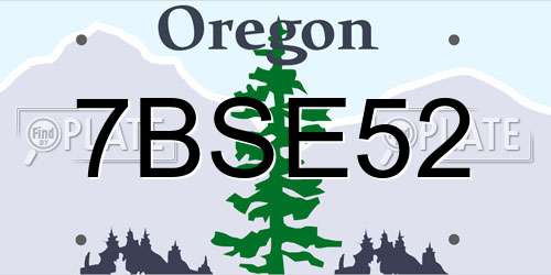 7BSE52 Oregon License Plate