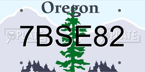 7BSE82 Oregon License Plate
