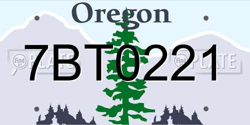 7BT0221 Oregon License Plate