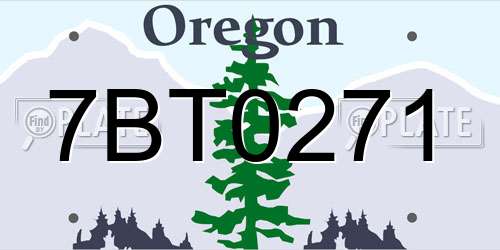 7BT0271 Oregon License Plate