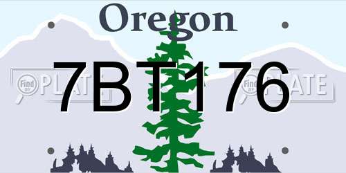 7BT176 Oregon License Plate