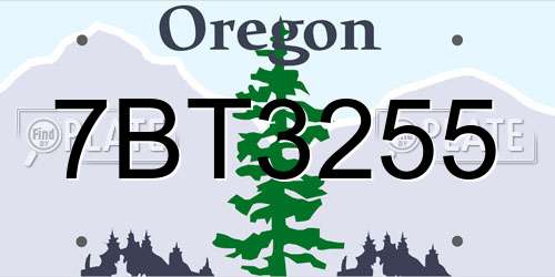 7BT3255 Oregon License Plate